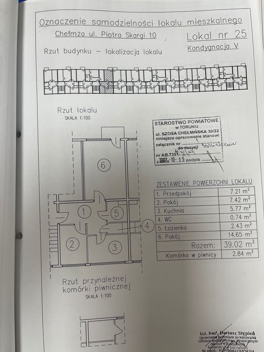 Mieszkanie Chełmża ul ks Piotra Skargi bez pośrednika 40 m2