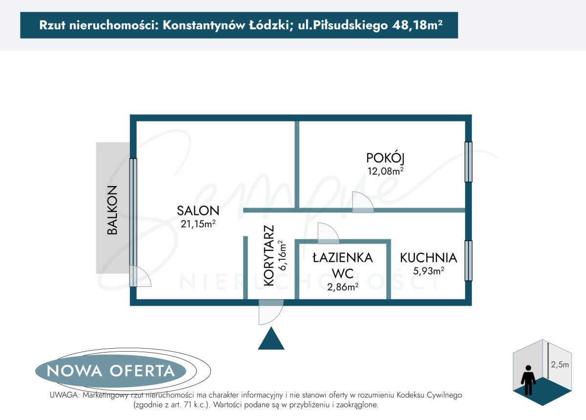 Mieszkanie 2-pokojowe Konstantynów Łódzki, ul. marsz. Józefa Piłsudskiego. Zdjęcie 22