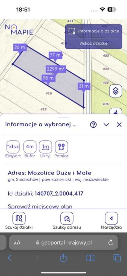 Działka rolno-budowlana Mozolice Duże