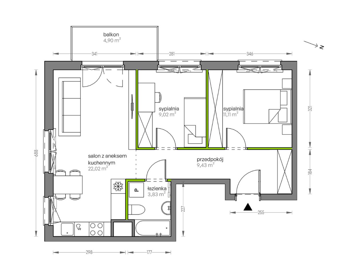 Mieszkanie 3-pokojowe Kraków Płaszów, ul. Myśliwska. Zdjęcie 25