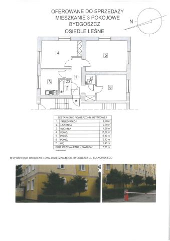 Mieszkanie 3-pokojowe Bydgoszcz Osiedle Leśne, ul. Józefa Sułkowskiego. Zdjęcie 1