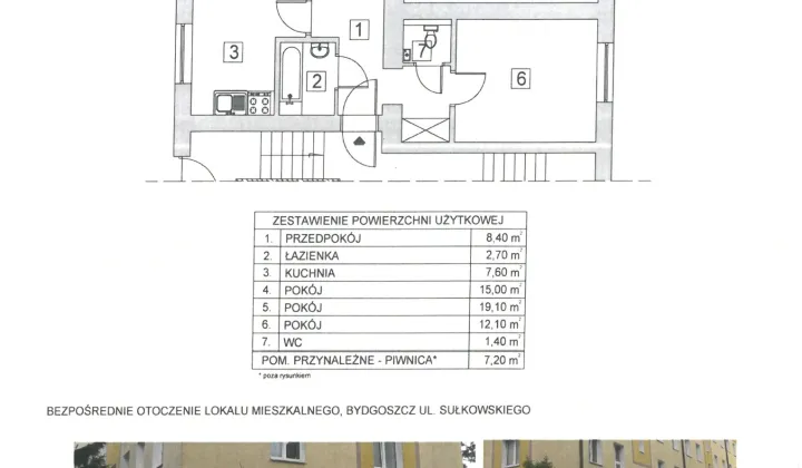 Mieszkanie 3-pokojowe Bydgoszcz Osiedle Leśne, ul. Józefa Sułkowskiego