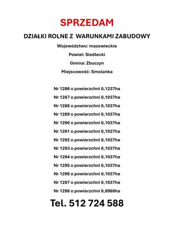Działka rolno-budowlana Smolanka. Zdjęcie 1