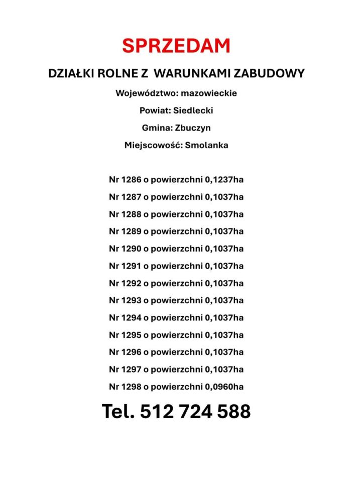 Działka rolno-budowlana Smolanka. Zdjęcie 1