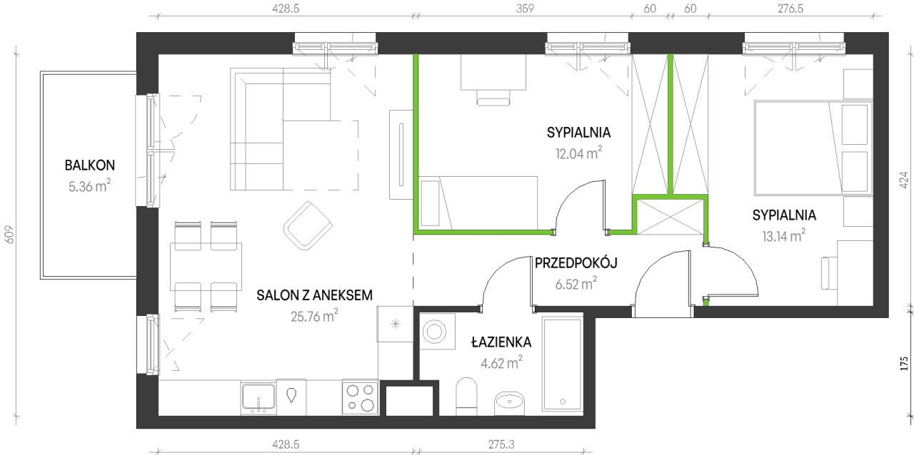 Mieszkanie 3-pokojowe Wrocław Maślice, ul. Augustowska. Zdjęcie 6