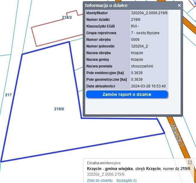 Działka inwestycyjna Krzęcin. Zdjęcie 2