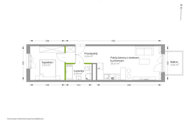 Mieszkanie 2-pokojowe Kraków Czyżyny, ul. Romana Ciesielskiego. Zdjęcie 14