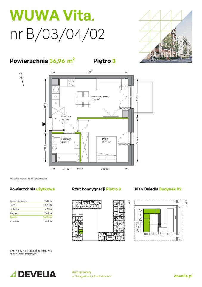 Mieszkanie 2-pokojowe Wrocław Żerniki, ul. Tadeusza Brzozy. Zdjęcie 6