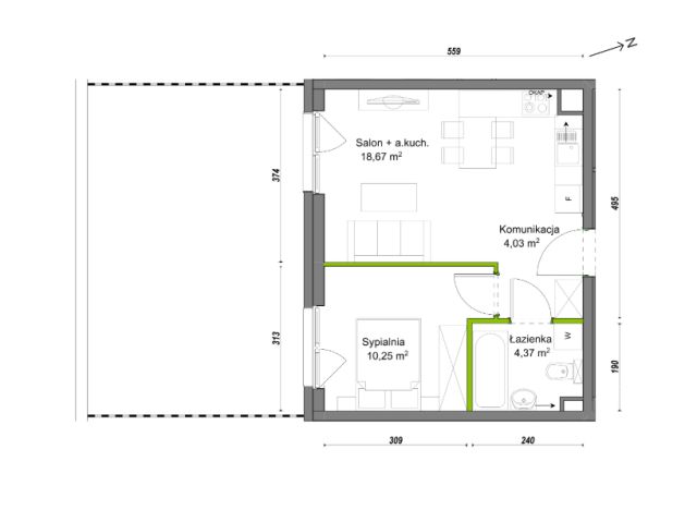 Mieszkanie 2-pokojowe Wrocław Ołtaszyn, ul. Orawska. Zdjęcie 8