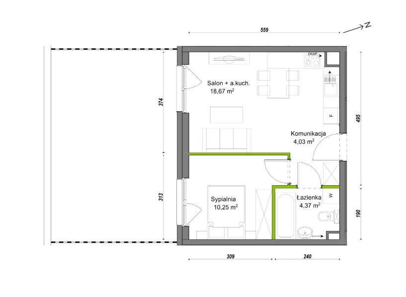 Mieszkanie 2-pokojowe Wrocław Ołtaszyn, ul. Orawska. Zdjęcie 8