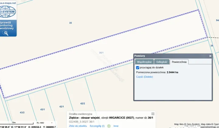 Działka rolna Wigańcice