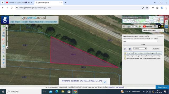 Działka budowlana Osie. Zdjęcie 1