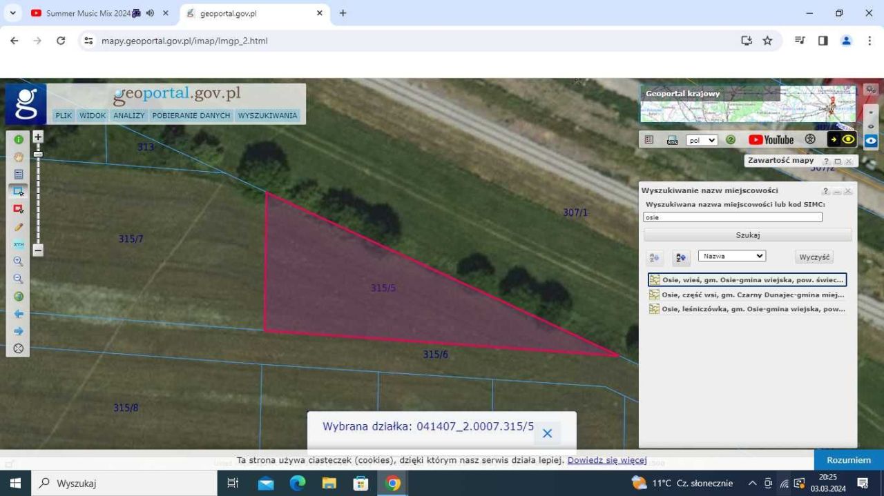 Działka budowlana Osie