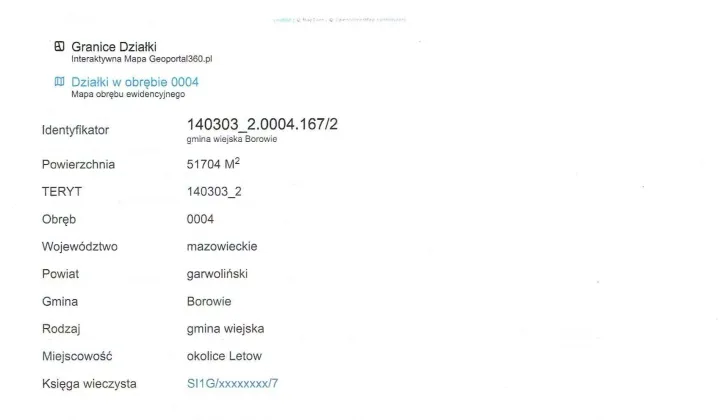 Działka rolna Słup Pierwszy