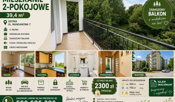 Mieszkanie 2-pokojowe Gdynia Pogórze, ul. Manganowa