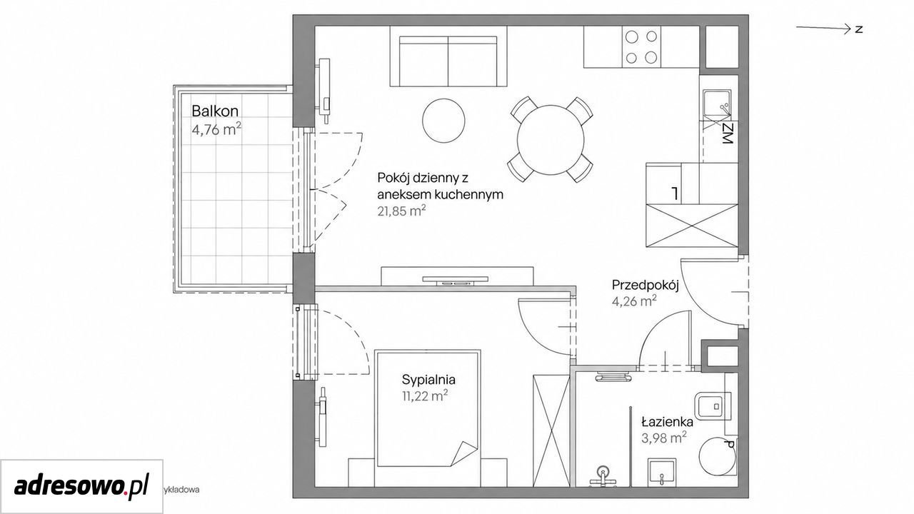 Mieszkanie 2-pokojowe Kraków Czyżyny, ul. Romana Ciesielskiego. Zdjęcie 14