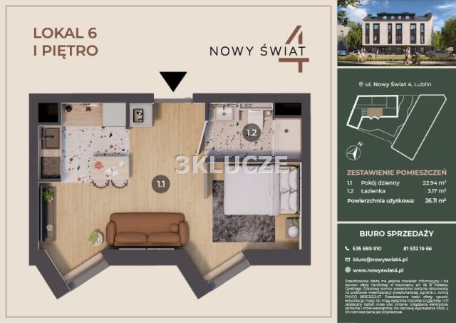 Mieszkanie 1-pokojowe Lublin Śródmieście. Zdjęcie 1