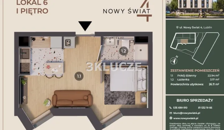 Mieszkanie 1-pokojowe Lublin Śródmieście