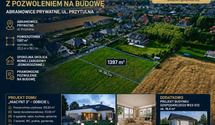 Działka budowlana Abramowice Prywatne, ul. Przytulna