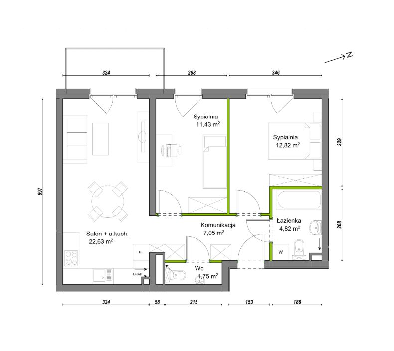 Mieszkanie 3-pokojowe Wrocław Ołtaszyn, ul. Orawska. Zdjęcie 8