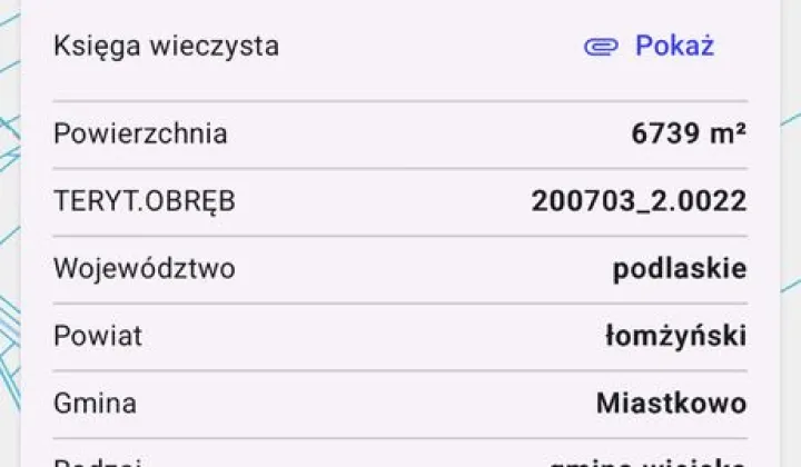 Działka rolna Podosie
