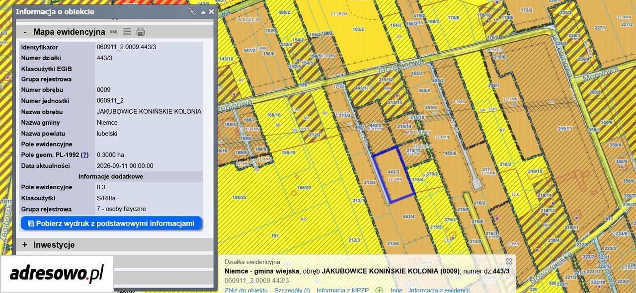 Działka budowlana Jakubowice Konińskie-Kolonia, ul. Jarzębinowa. Zdjęcie 4