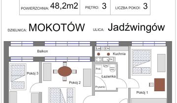 Mieszkanie 3-pokojowe Warszawa Służewiec, ul. Jadźwingów