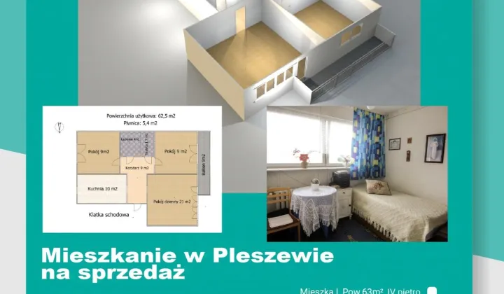 Mieszkanie 3-pokojowe Pleszew, ul. Mieszka I
