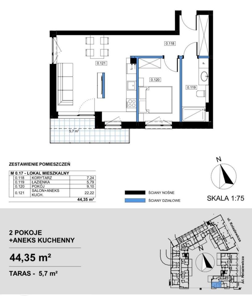 Mieszkanie 2-pokojowe Słupsk, ul. Karola Kniaziewicza. Zdjęcie 2