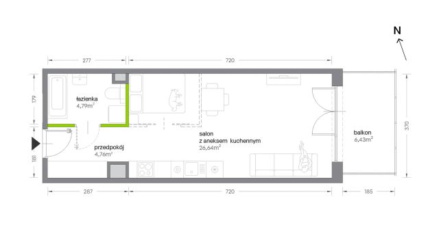 Mieszkanie 1-pokojowe Kraków Krowodrza, ul. Żabiniec. Zdjęcie 7