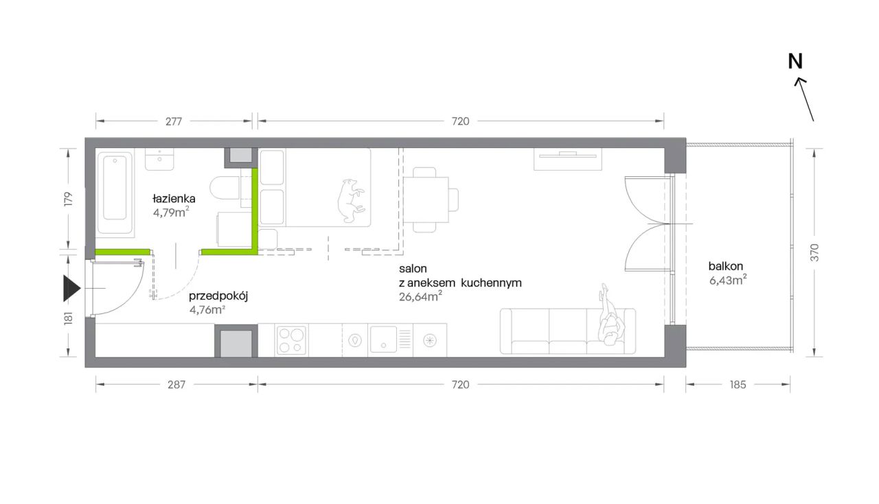 Mieszkanie 1-pokojowe Kraków Krowodrza, ul. Żabiniec. Zdjęcie 7