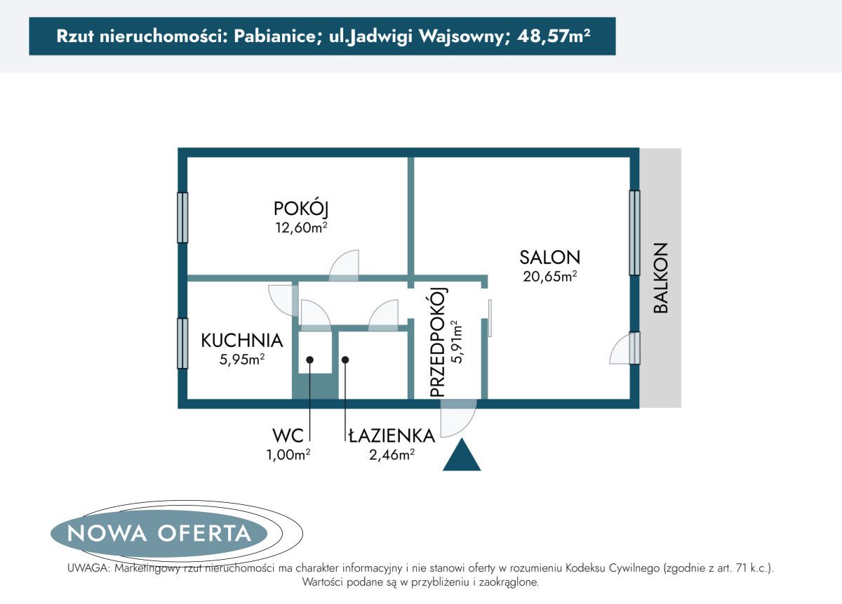 Mieszkanie 2-pokojowe Pabianice Bugaj, ul. Jadwigi Wajsówny. Zdjęcie 21