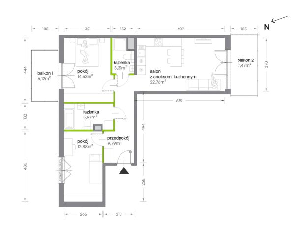 Mieszkanie 3-pokojowe Kraków Krowodrza, ul. Żabiniec. Zdjęcie 7