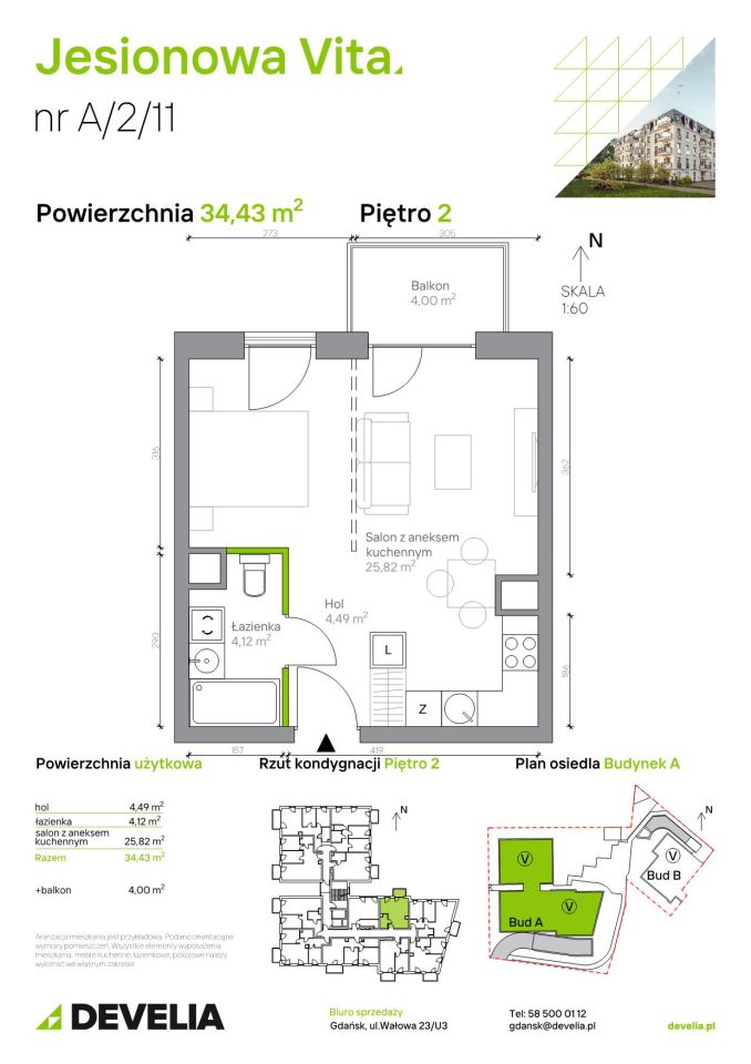 Mieszkanie 1-pokojowe Gdańsk Wrzeszcz, ul. Jesionowa. Zdjęcie 6