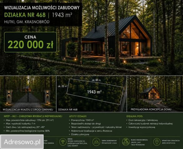 Działka budowlana Hutki. Zdjęcie 1