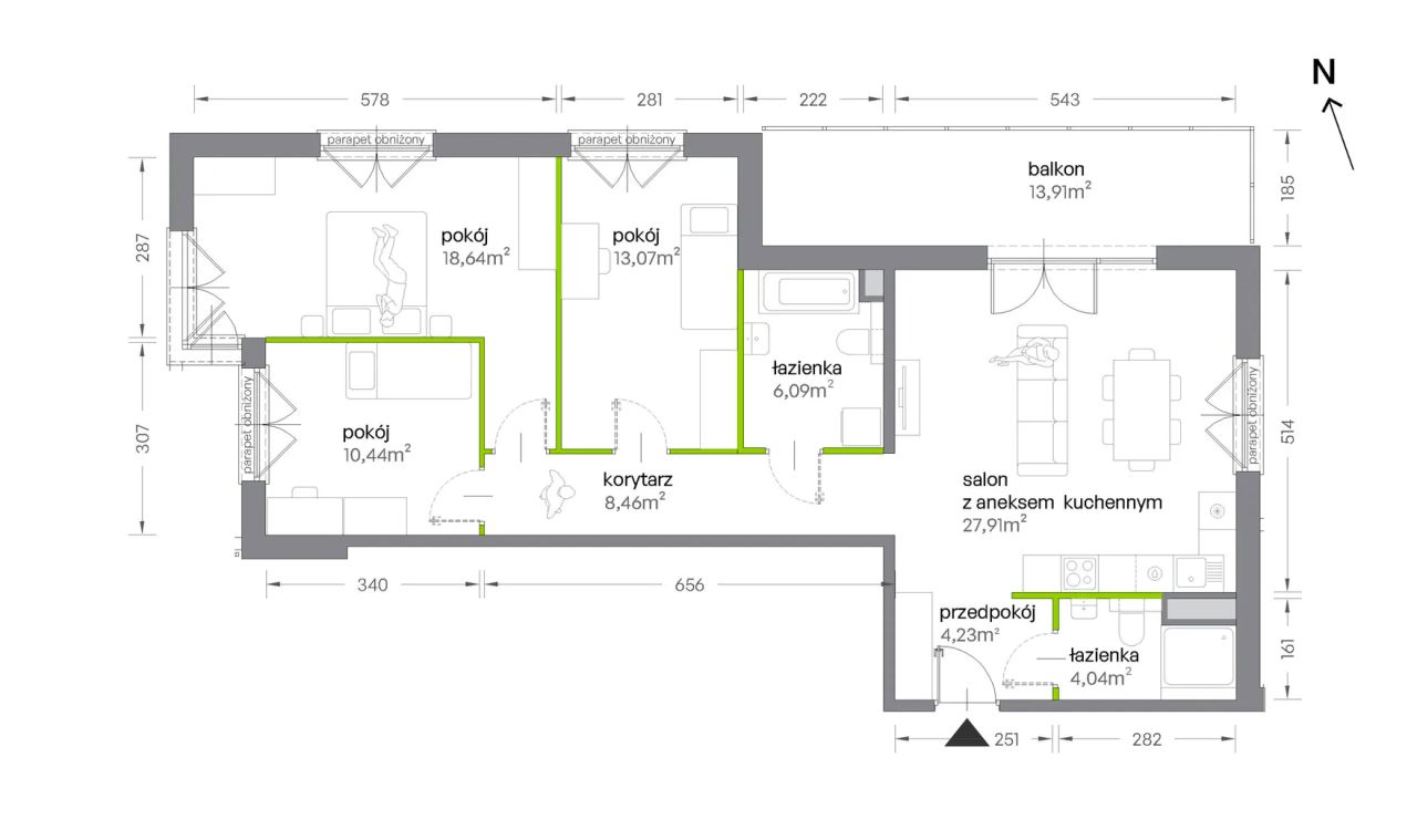 Mieszkanie 4-pokojowe Kraków Krowodrza, ul. Żabiniec. Zdjęcie 7
