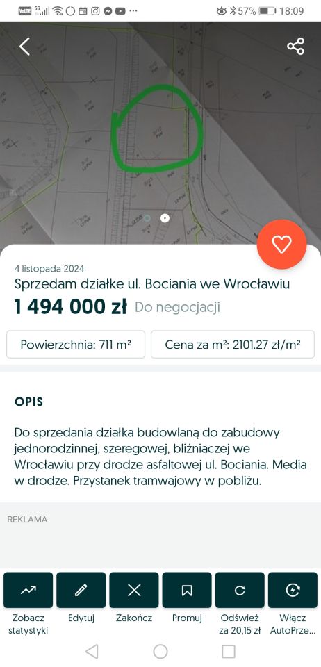 Działka budowlana Wrocław Psie Pole, ul. Bociania. Zdjęcie 3