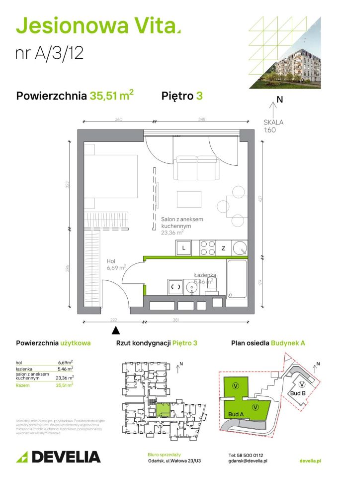 Mieszkanie 1-pokojowe Gdańsk Wrzeszcz, ul. Jesionowa. Zdjęcie 6