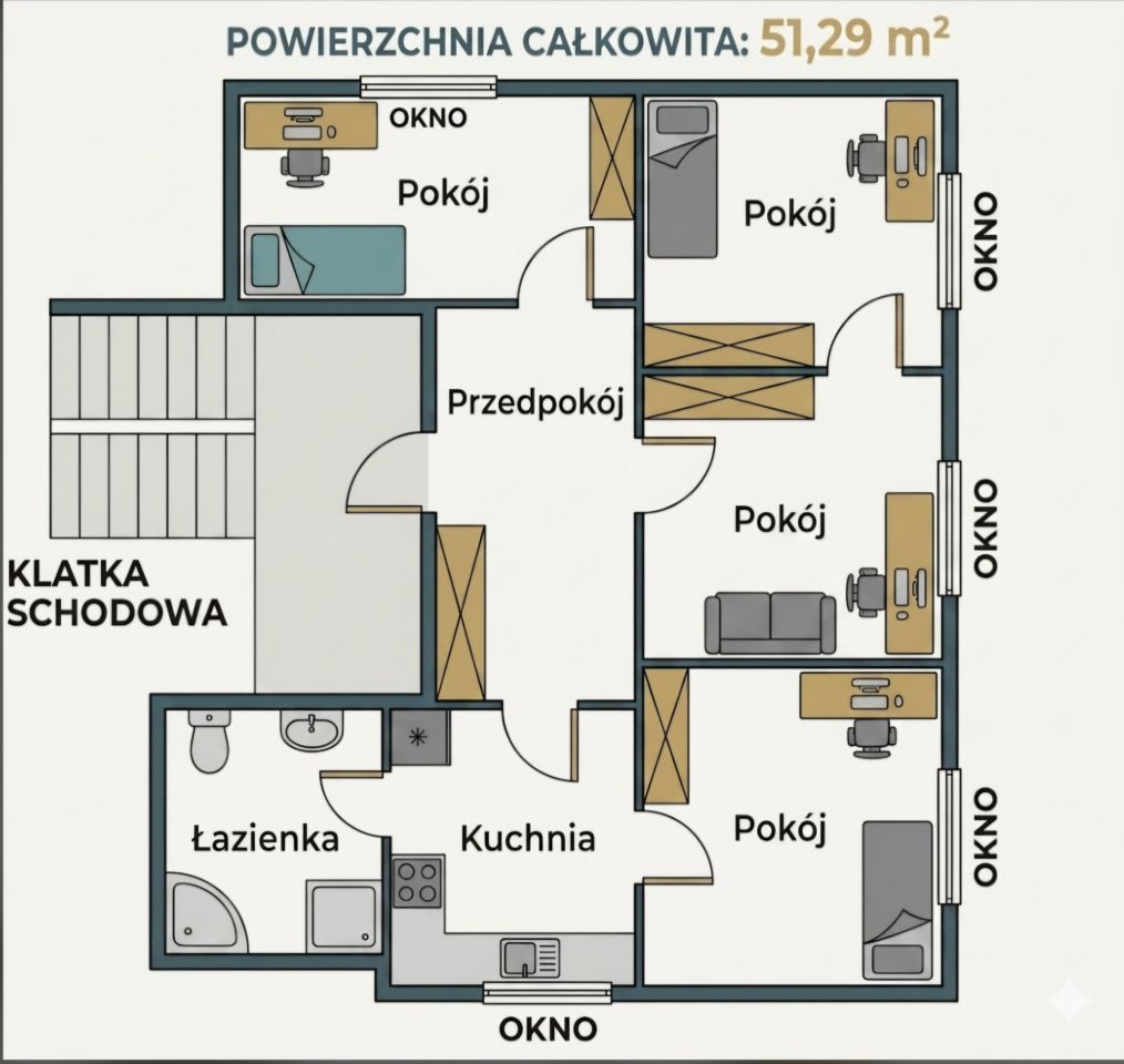 Mieszkanie 4-pokojowe Brzeg, ul. Makuszyńskiego. Zdjęcie 2