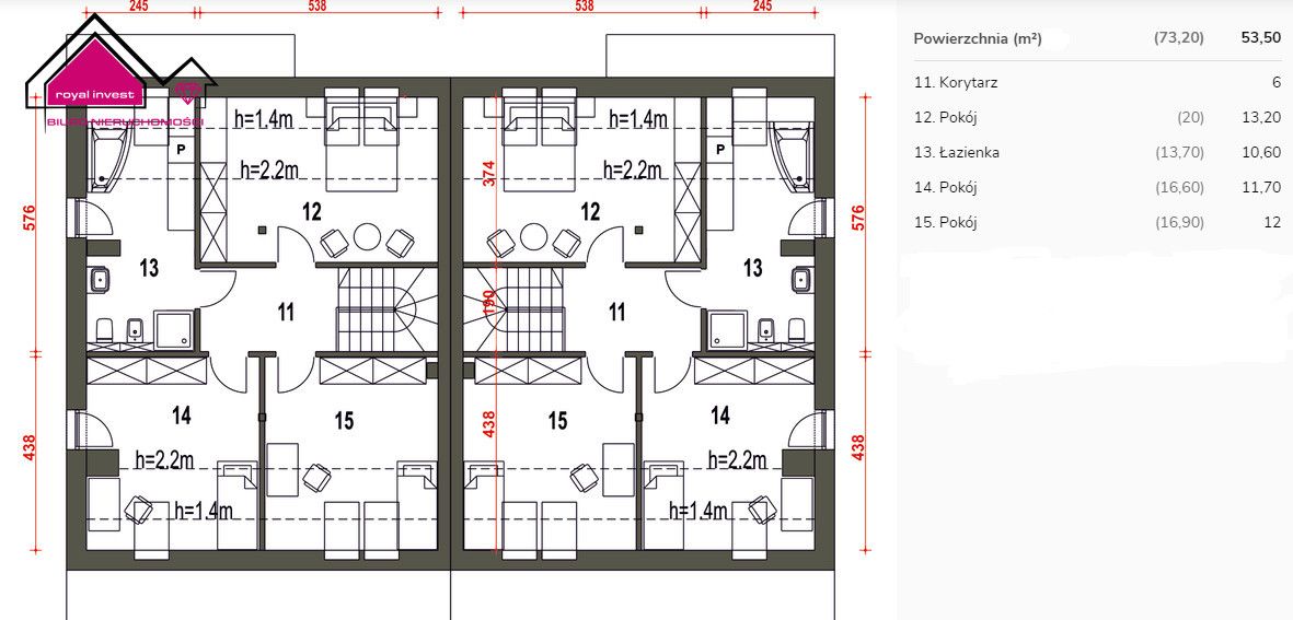 bliźniak, 5 pokoi Rumin. Zdjęcie 12
