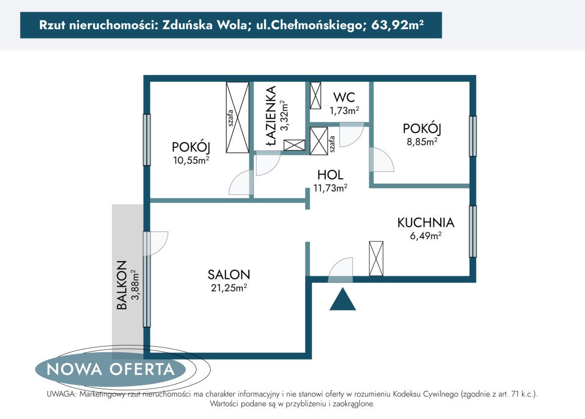 Mieszkanie 3-pokojowe Zduńska Wola, ul. Józefa Chełmońskiego. Zdjęcie 12