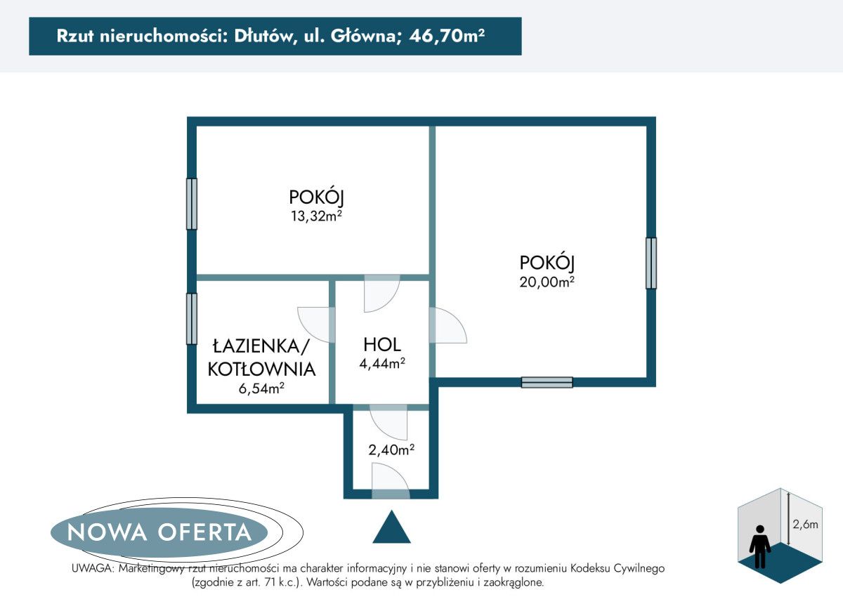 Mieszkanie 2-pokojowe Dłutów, ul. Główna. Zdjęcie 13