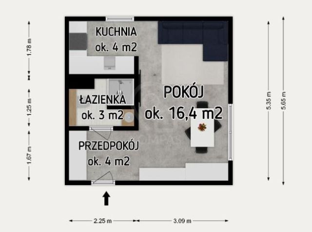 Mieszkanie 1-pokojowe Wrocław Krzyki, ul. Koreańska. Zdjęcie 14