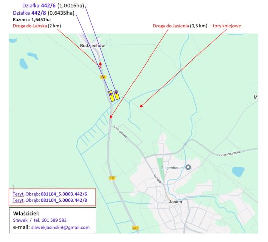 Działka rolna Jasień, przy DW 287. Zdjęcie 1