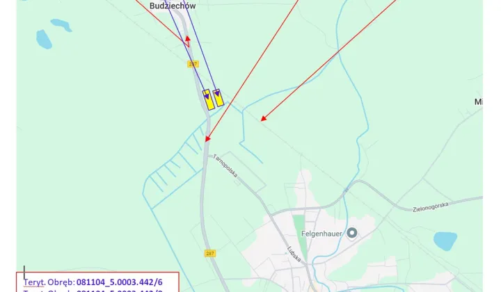 Działka rolna Jasień, przy DW 287