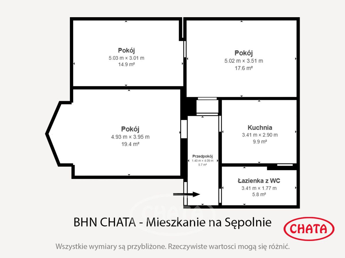 Mieszkanie 3-pokojowe Wrocław Sępolno, ul. 8 Maja. Zdjęcie 10