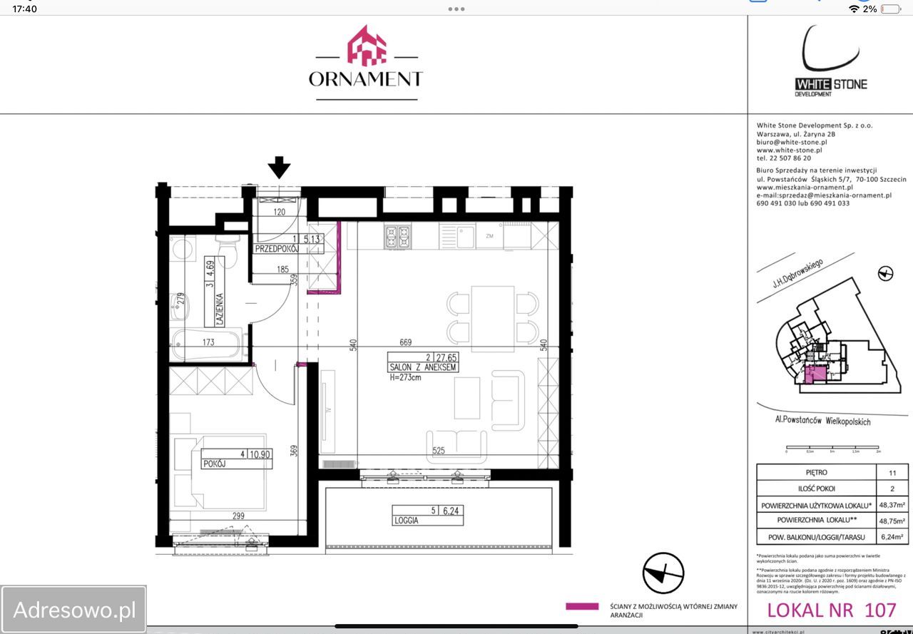 Mieszkanie 2-pokojowe Szczecin Pomorzany, al. Powstańców Wielkopolskich. Zdjęcie 4