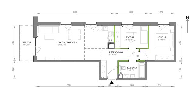 Mieszkanie 3-pokojowe Gdańsk Chełm, ul. Ptasia. Zdjęcie 7