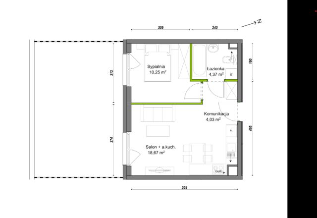 Mieszkanie 2-pokojowe Wrocław Ołtaszyn, ul. Orawska. Zdjęcie 8