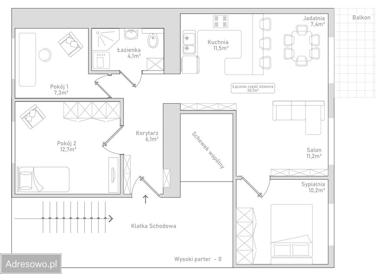 Mieszkanie 4-pokojowe Rzeszów, ul. prof. Ludwika Chmaja. Zdjęcie 19